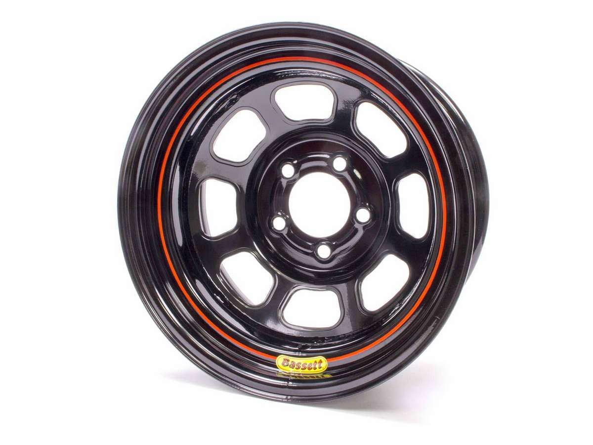 15x7 5x4.5 3.75in BS Black Rolled Wheel