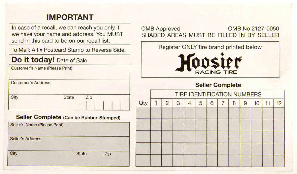 Hoosier Registration Card