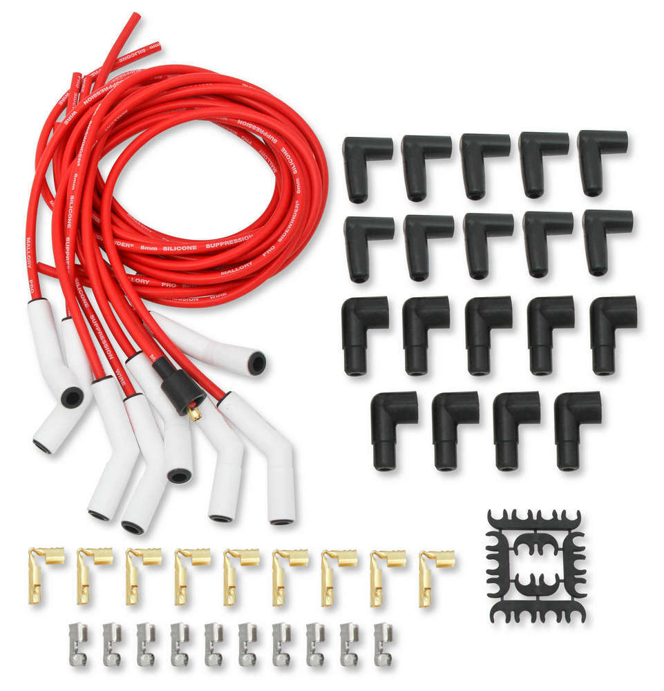 Pro Sidwinder Plug Wire Set w/Ceramic Boots Red