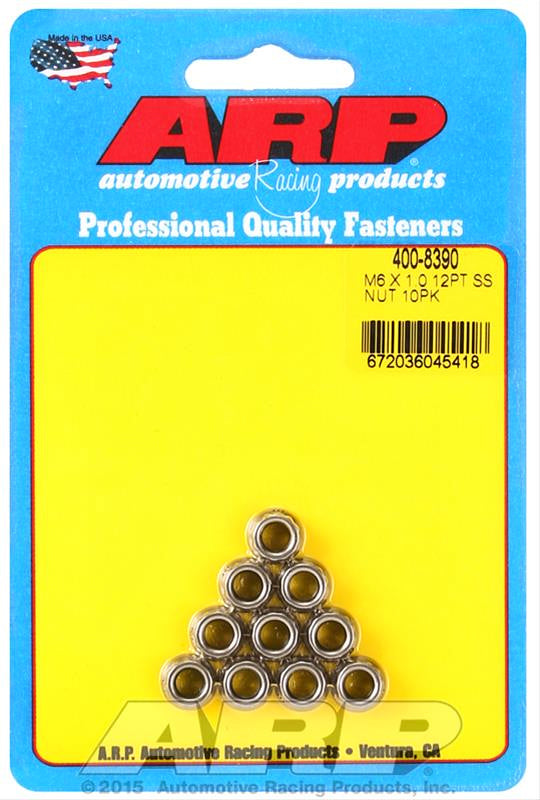 6mm x 1.00 12pt Nuts 10pk Stainless Steel