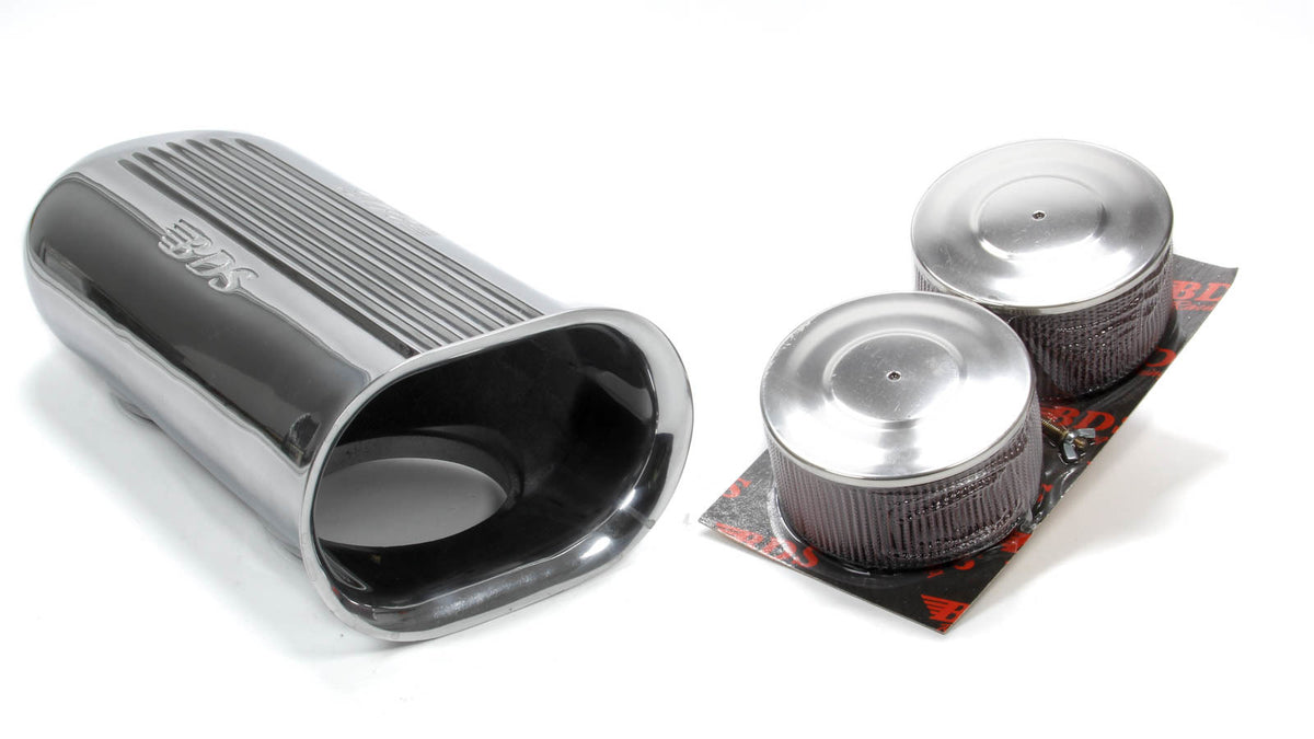 Polished Aluminum Dual Carb Scoop w/Air Filters