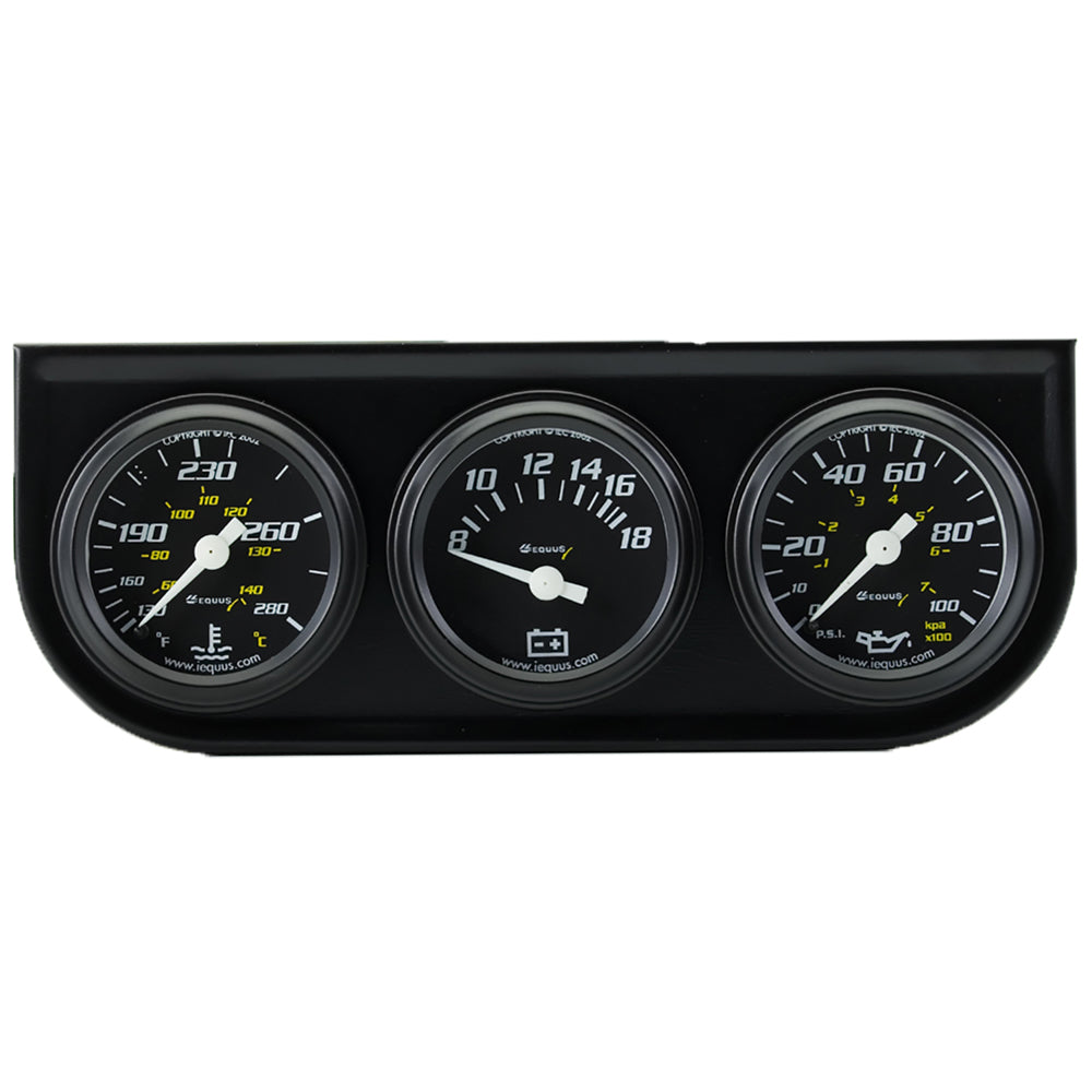 1-1/2 Dia Triple Gauge Set w/Black Panel