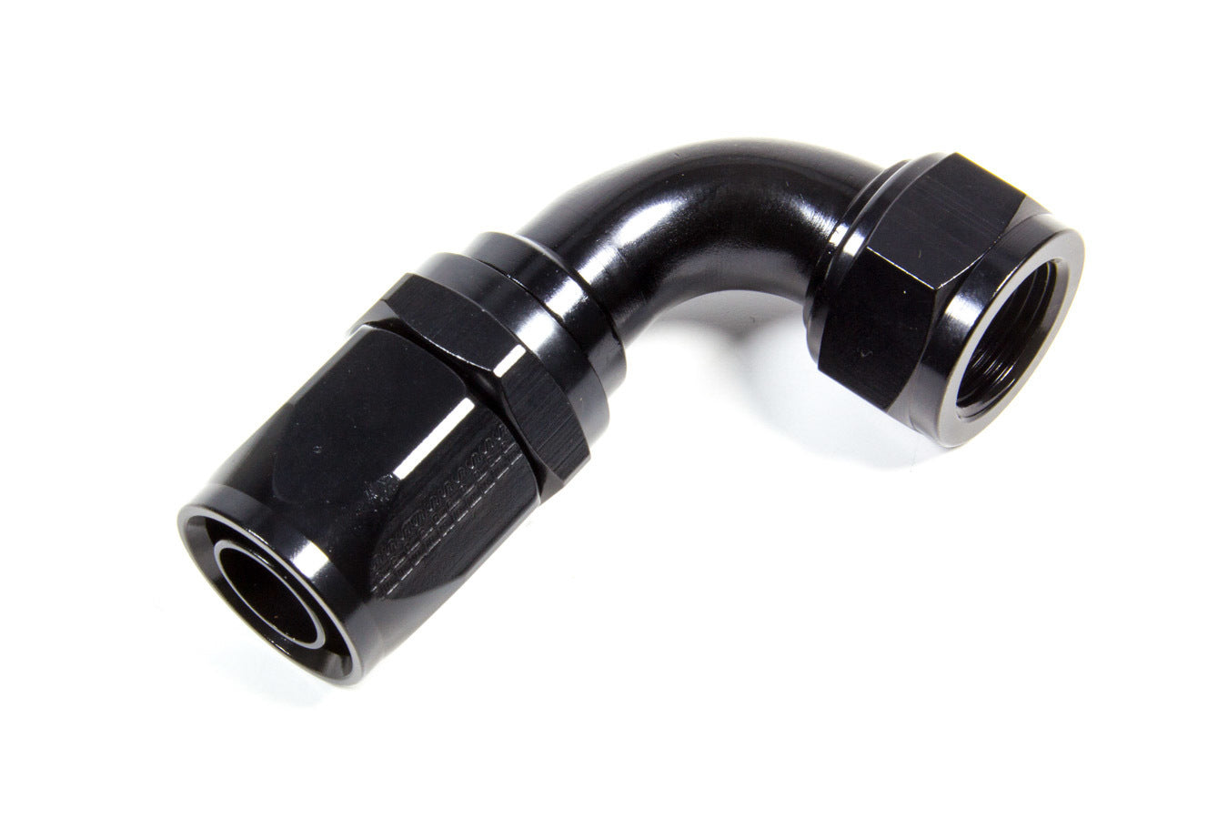 Hose Fitting #12 90 Deg. to #16 Hose Black