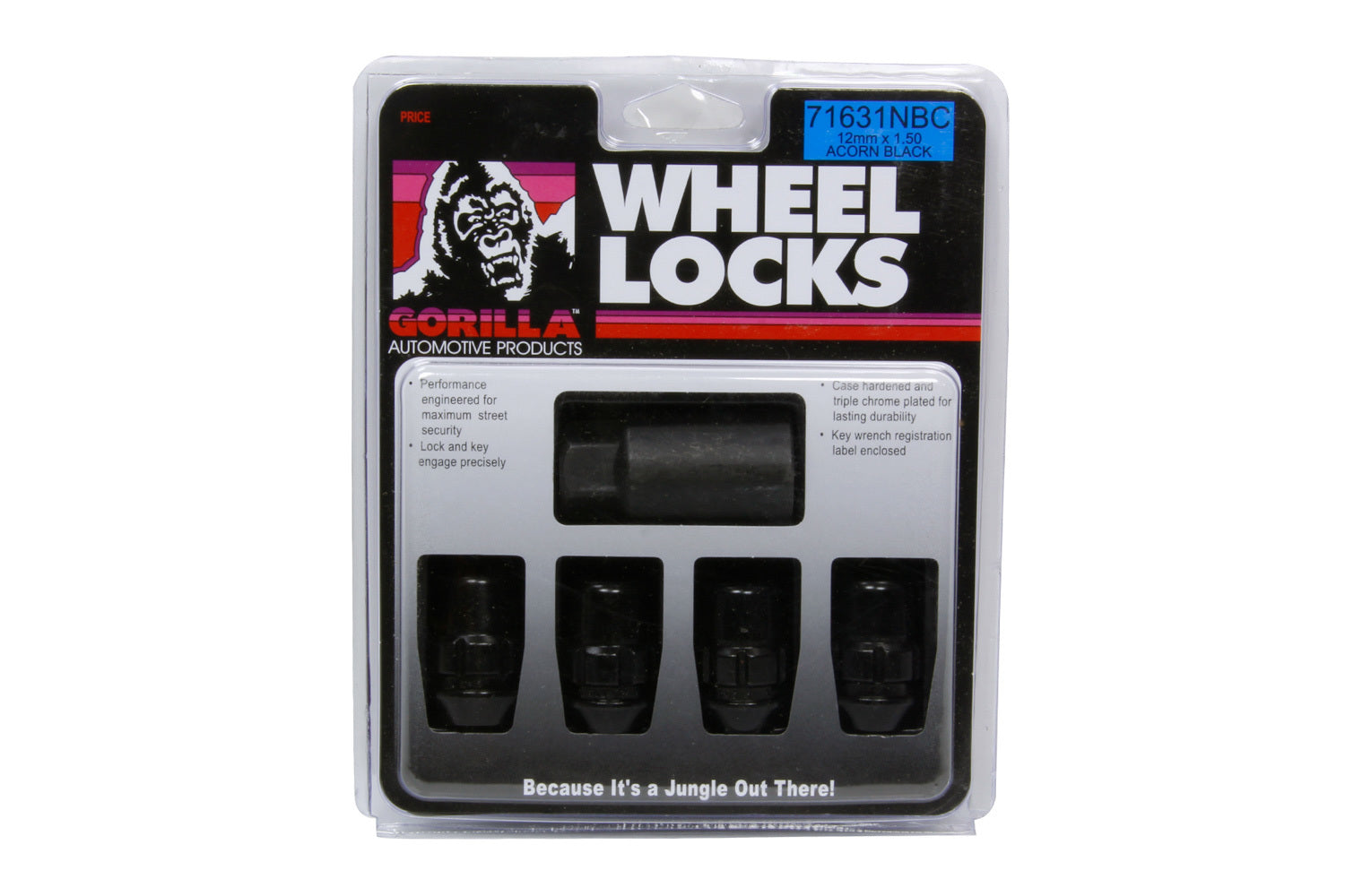 4 Wheel Locks 12mm x 1.5 Black Chrome