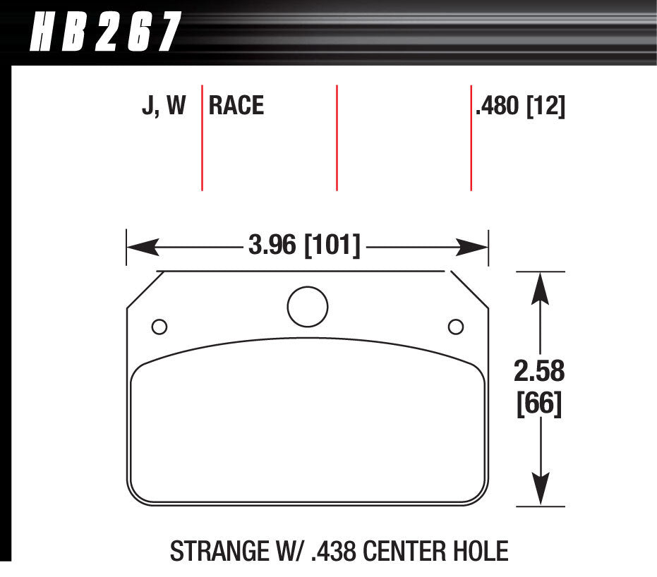 Brake Pads Rear Strange w/.437 Center Hole DR-97