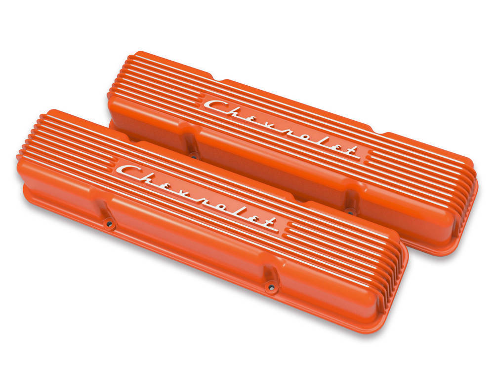 SBC Valve Covers Finned Vintage Series Orange