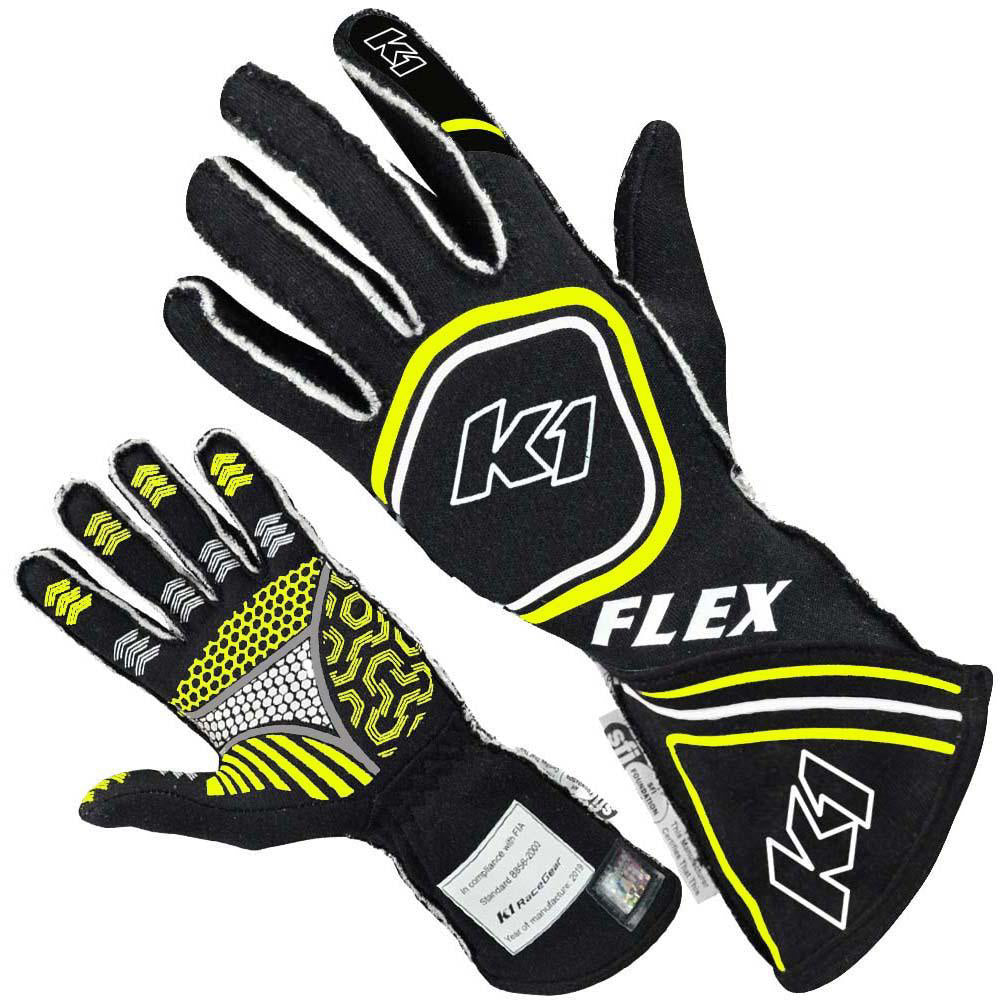 Glove Flex Small Black / Flo Yellow SFI / FIA