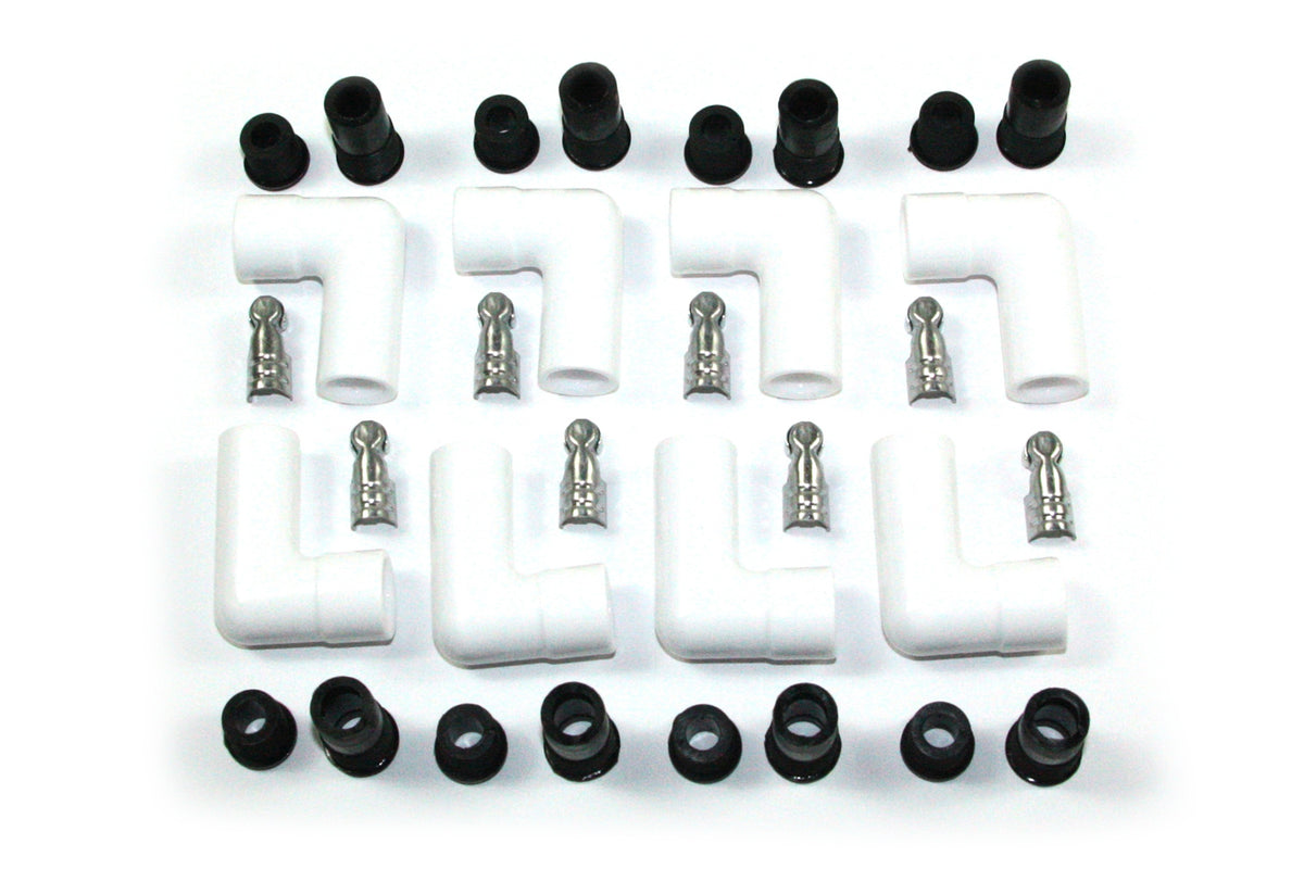Ceramic Spark Plug Boot Kit 90-Deg 8pk White