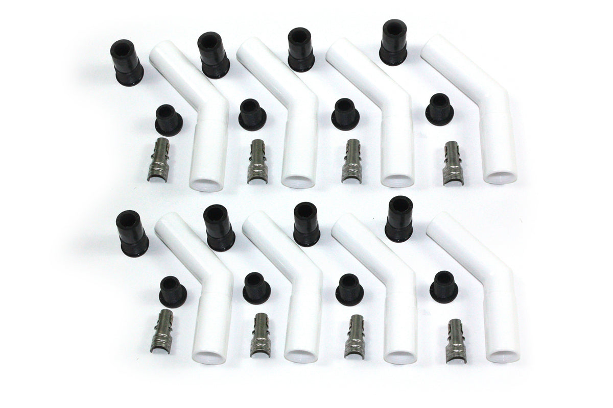 Ceramic Spark Plug Boot Kit 45-Deg 8pk White