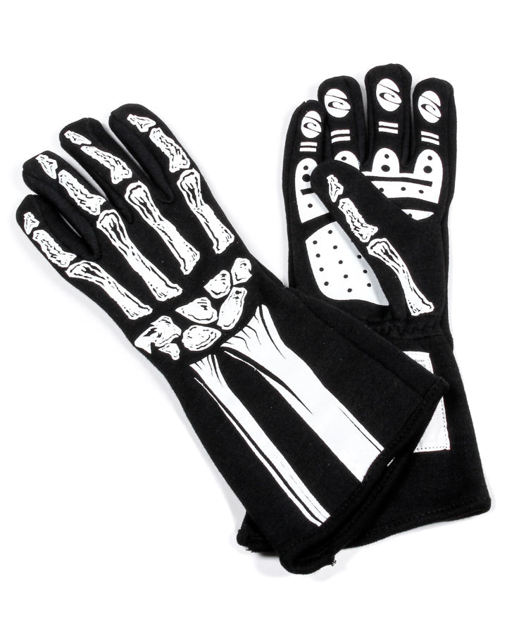 Double Layer White Skeleton Gloves Medium
